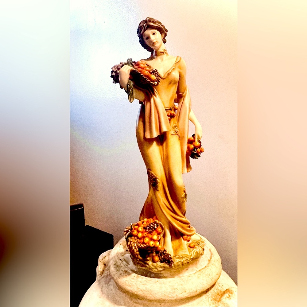 Elegant Tan and Orange Decor Accent Statuette